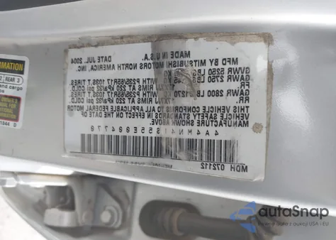 2005 Mitsubishi Endeavor Limited z USA, uszkodzony, nr VIN 4A4MN41S55E004770